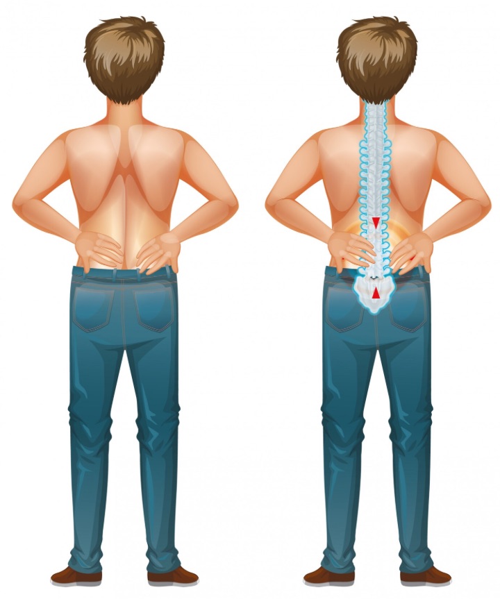 human male with lower back pain
